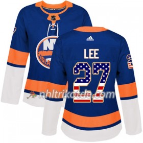 New York Islanders Trikot Anders Lee 27 Adidas 2017-2018 Blau USA Flag Fashion Authentic - Dame